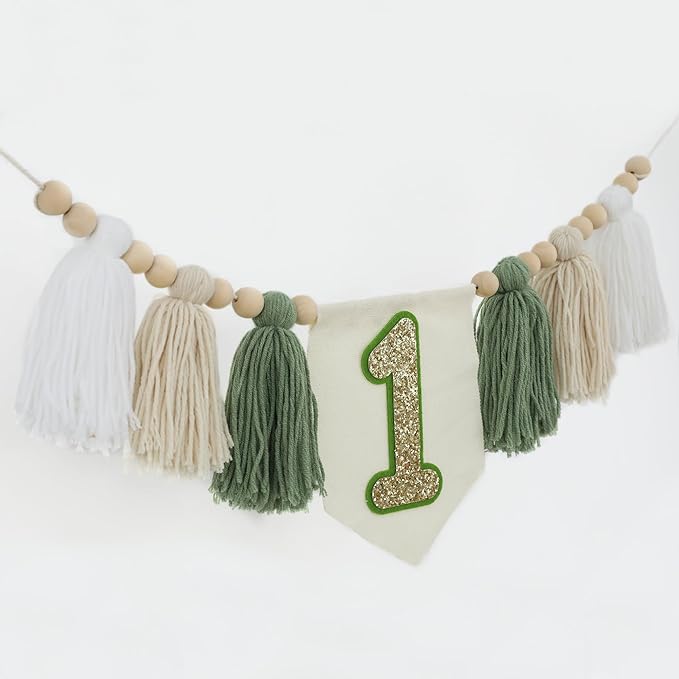 Wild One High Chair Banner for 1st Birthday Party Boy Decorations