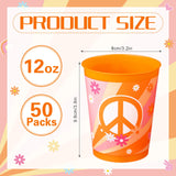 Cholemy 50 Pcs Groovy Plastic Cups Birthday Party Favors 12 oz