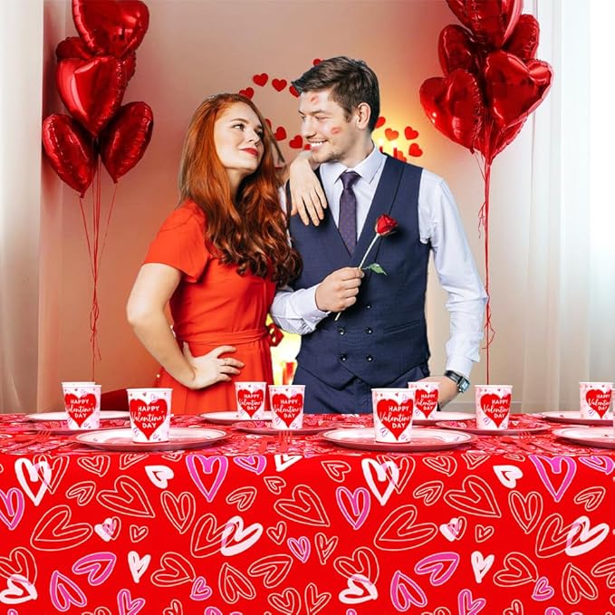 Happy Valentine's Day Party Supplies Red Heart Love Disposable Paper