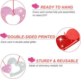36PCS Valentine's Day Decorations Glitter Heart Hanging Swirls Red