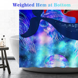 Aimego Funny Cat Shower Curtains - Cute Cat Riding Whale Shark on