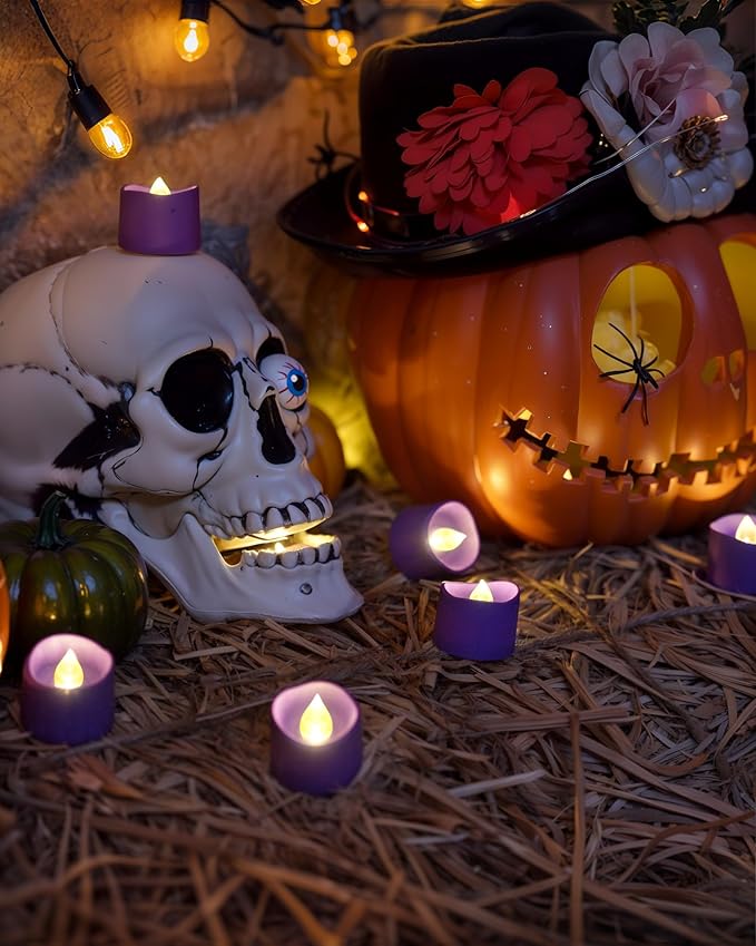 Homemory Purple Tea Lights Candles Battery Operated, 200+Hour