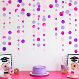 Pink and Purple Party Decorations Circle Dots Garland Hot Pink
