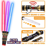 6 Pack Light up Sword Saber with FX Sounds (Motion-Sensitive) and