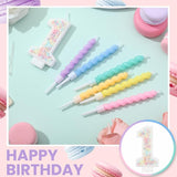 MTLEE Number 1 Birthday Candle with 12 Pcs Spiral Candles for Girls Ma