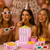 Pink Movie Night Party Supplies 24 Snack Boxes 12 Food Trays 12