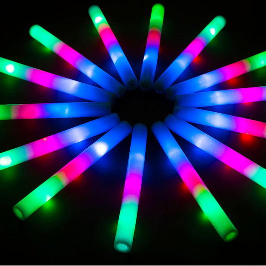 SHQDD 28PCS LED Foam Glow Sticks, Foam Light up Sticks Bulk Party Pack