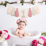 Handmade Boho Pink 1st Birthday High Chair Banner First Highchair
