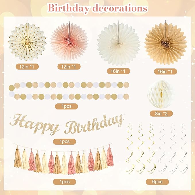 Boho Birthday Decorations Happy Birthday Banner Tassel Garland Peach