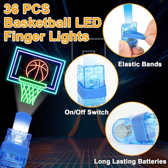 36Pcs Basketball Themed LED Finger Lights Basketball Party Favors
