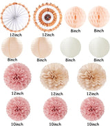 Pink Champagne Beige Rose Gold Boho Party Decorations 14Pcs Women