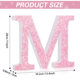 Qunclay Pink Crystal Diamond Letter Wall Decor, Glitter Wooden Bling