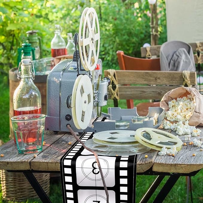 Breling 12 x 72 Inch Movie Night Table Runner Movie Theme Party