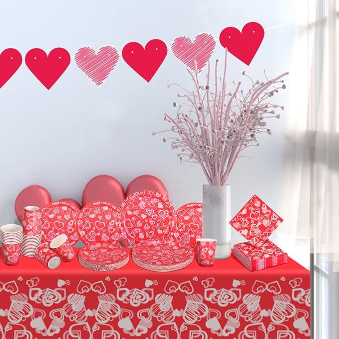 Valentine's Day Party Supplies Hot Heart Love Disposable Paper