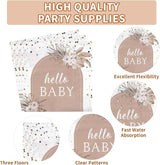 96pcs Boho Baby Shower Party Decorations Boho Hello Baby Girl Pink