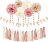 Pink Champagne Peach Rose Gold Boho Party Decorations 23pcs Women