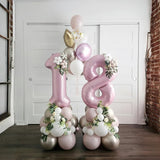 Pastel Pink 8 Balloons, 40" Giant Helium Foil Number 0-9 Light Pink