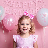 2nd Birthday Decorations for Baby Girls Pink Bow Coquette 2 Birthday
