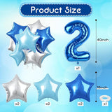 2nd Birthday Balloon for Boys, 40 Inch Number 2 Dark Blue, Large Foil