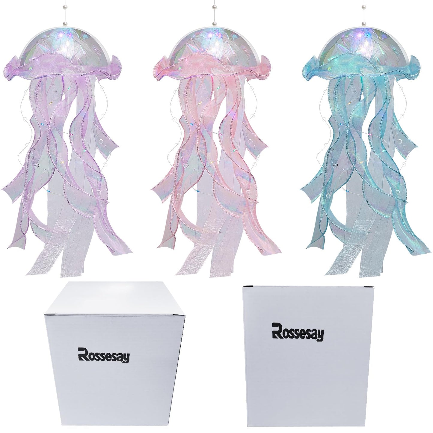 Rossesay 3 Pcs Jellyfish Lamp Colorful Jelly Fish Light Hanging