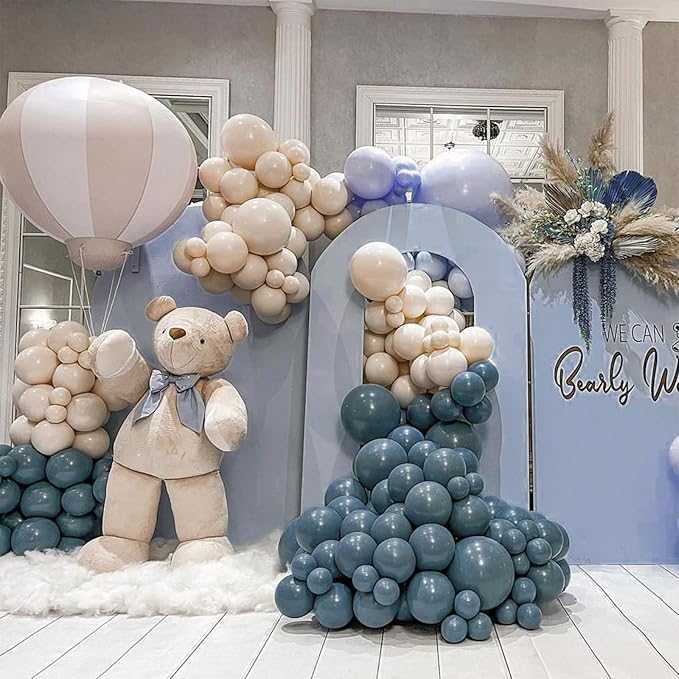 PartyWoo Slate Blue Balloons 100pcs Different Sizes Pack of 18 12 10