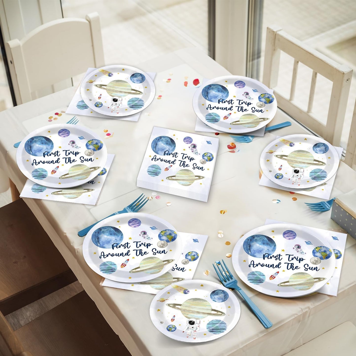 200 PCS First Trip Around the Sun Birthday Tableware Disposable