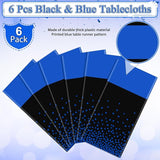 MASHAN 6Pcs Black and Blue Tablecloth Party Decorations,Plastic Black