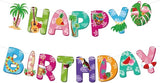 Hawaiian Party Happy Birthday Banner Tropical Luau Birthday Banner