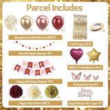 Burgundy Rose Gold Birthday Party Decorations 12INCH Wine Red Maroon
