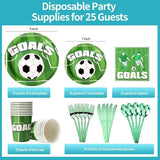 175 Piece Soccer Themed Disposable Plate Set for 25 Guests Party