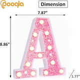 Pooqla LED Marquee Letter Lights, Light Up Pink Letters Glitter #3