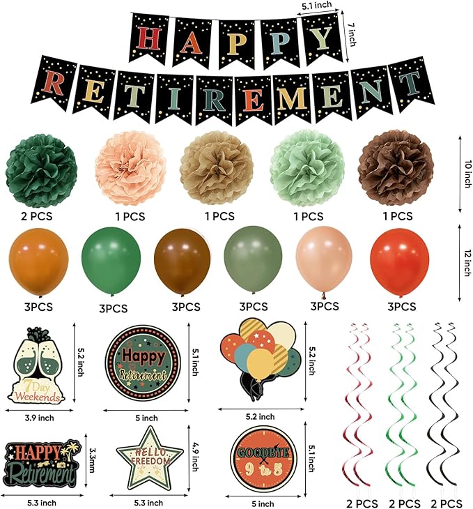 Retirement Party Decorations for Men Women Vintage Happy Retirement