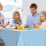 3pcs 54X108inch Light Blue Checkered Tablecloth,Blue Gingham