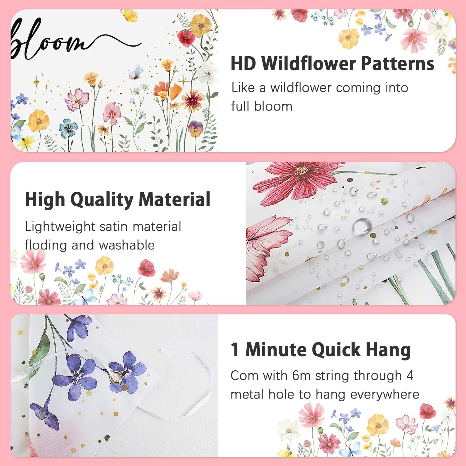 Wildflower Baby in Bloom Backdrop Banner Baby Shower Decorations for