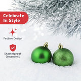 Prextex 36-Pieces Green Christmas Ornaments Set - Shatterproof,