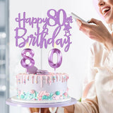 80th Birthday Decorations for Women Purple with 80th Birthday Sash