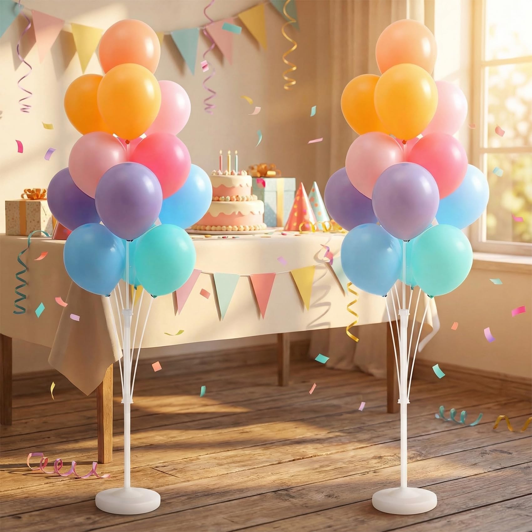 Tosuced Balloon Column Stand Kit,2 Sets of Assorted Rainbow Balloon