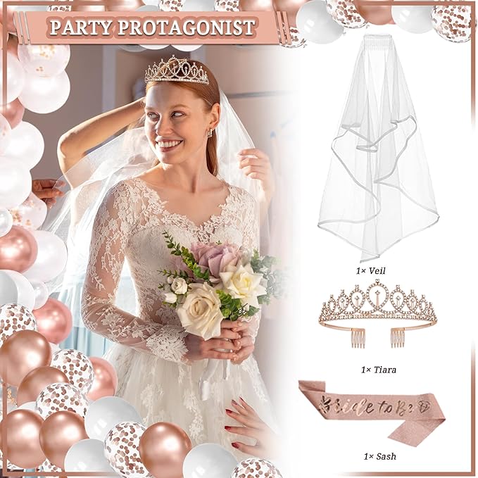 274 Pcs Rose Gold Bridal Shower Decorations Bachelorette Party
