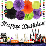 Black Green Orange Purple Halloween Birthday Party Decorations 21pcs