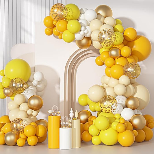 Ouddy Party Yellow Gold Balloons Arch Garland Kit, Different Sizes 18