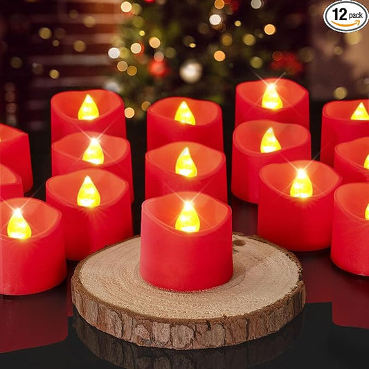 Homemory Red Tea Lights Candles Battery Operated, 200+Hour Flameless F
