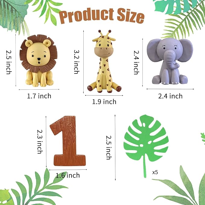 Safari Animal Cake Toppers Jungle Wild One Cake Decorations with