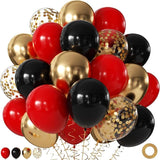 Red Black Gold Balloons, 60Pcs 12Inch Red and Black Gold Balloons