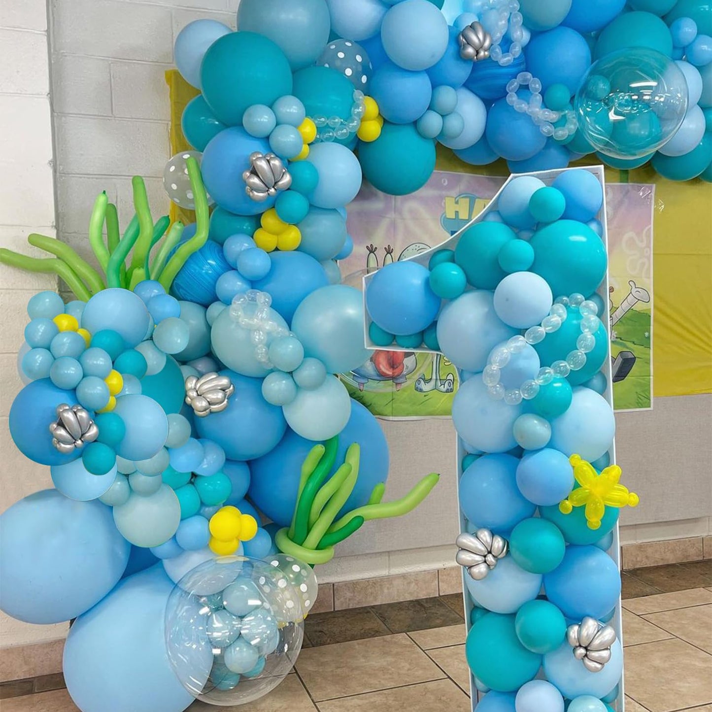 Teal Blue Clear Balloon, 60 Pcs 12 Inches Metallic Blue Cartoon Theme