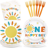 96Pcs Sun 1st Birthday Party Decorations Happy Boy One Themed Plates