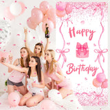 Pink Bow Birthday Door Banner Coquette Birthday Party Decorations Pink