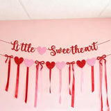 Valentine's Day Little Sweetheart Party Banner Glitter Red Pink