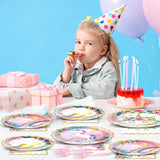 96Pcs Unicorn Party Plates and Napkins Rainbow Unicorn Birthday