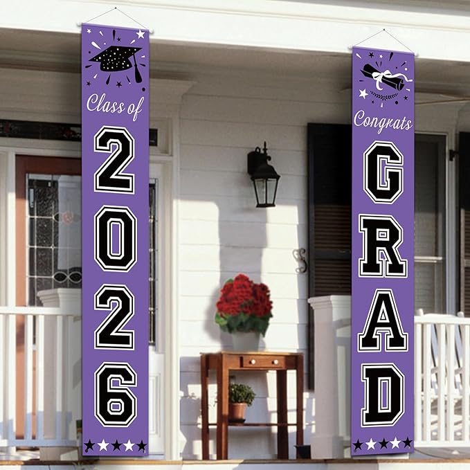 DAZONGE 2026 Graduation Decorations Purple - Graduation Porch Banners