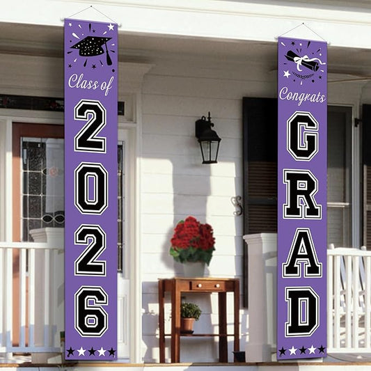 DAZONGE 2026 Graduation Decorations Purple - Graduation Porch Banners